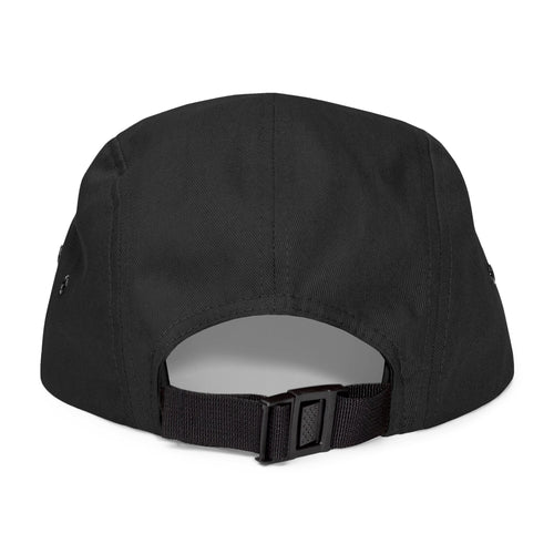 Embroidered 5-Panel Cap — Black Metal Logo Streetwear