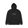 Black Graphic Hoodie with Distorted Hands — Streetwear Pullover